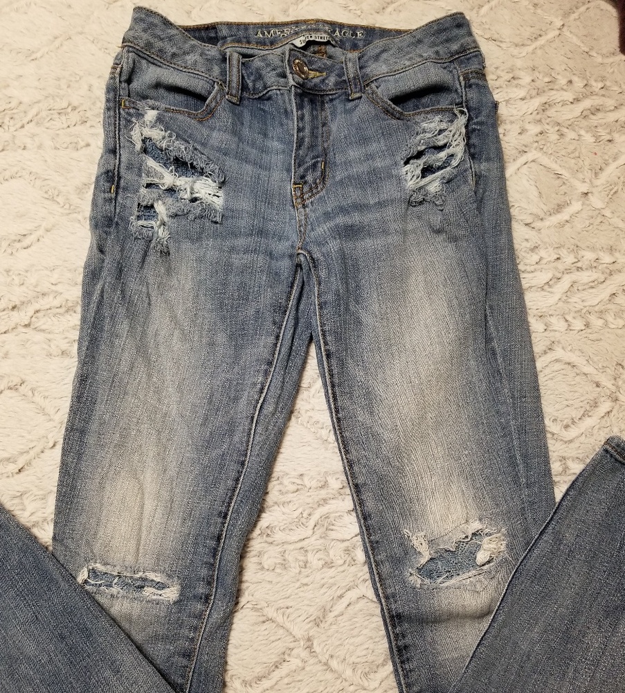 American Eagle crochet patchwork jegging